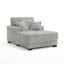 Canapé-lit rembourré en fausse fourrure gris clair avec porte-gobelet et coussins décoratifs (ensemble de 2)-1096340259-1103265009