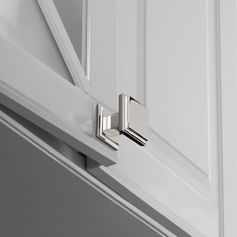 Alhambra Square Knob, Polished Nickel, 0.98" H x 0.98" W x 0.98" D