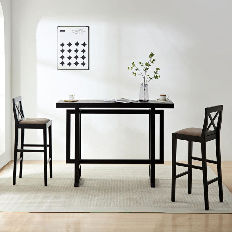 Upholstered Counter Stool with Solid Wood Frame