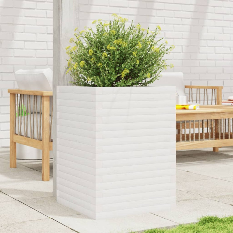 Amiela Planter Box, 68.5cm H x 50cm W x 50cm D, White