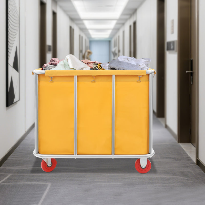 35.43X25.6X31.5” Commercial Laundry Cart With Wheels, Yellow