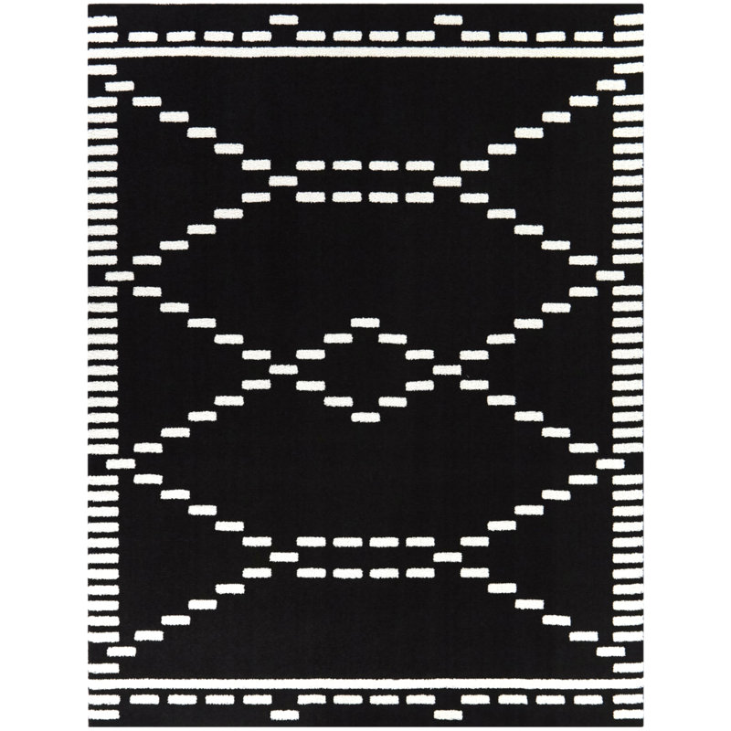 Tapis noir à motif géométrique Krantz, Rectangle 7 pi 10 po x 10 pi