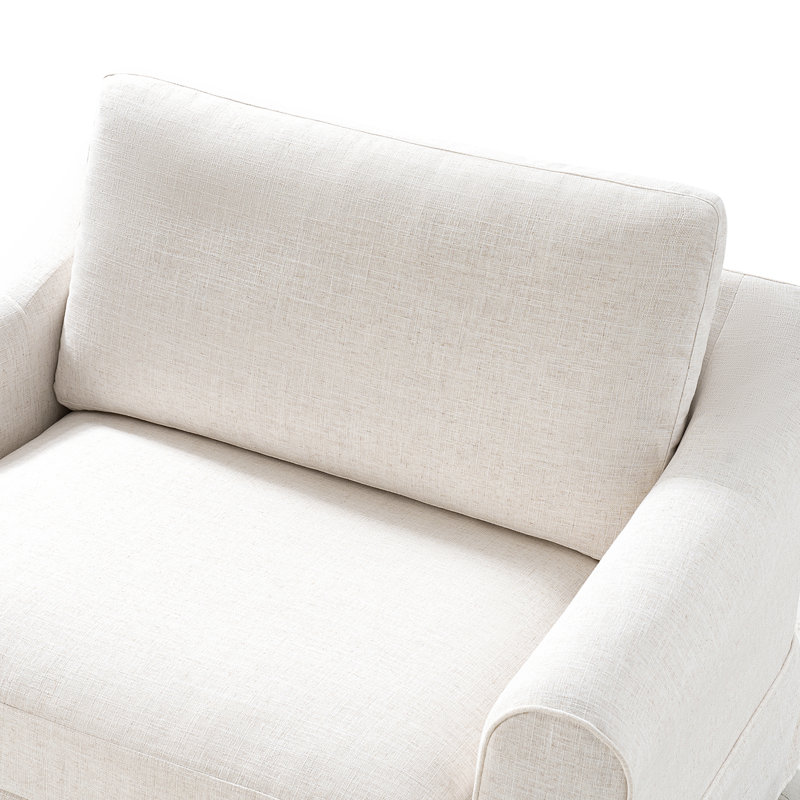 Estevan 50.75"W Farmhouse Slipcovered Oversized Armchair with Feather Blended Cushion, Ivory