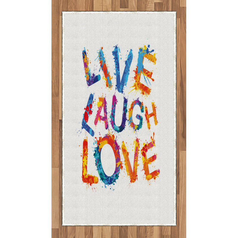 Live Laugh Love Live Laugh Love High Density Long Fiber Poly Threads Decorative Area Rug Carpet, Rectangle 2'7" x 5'