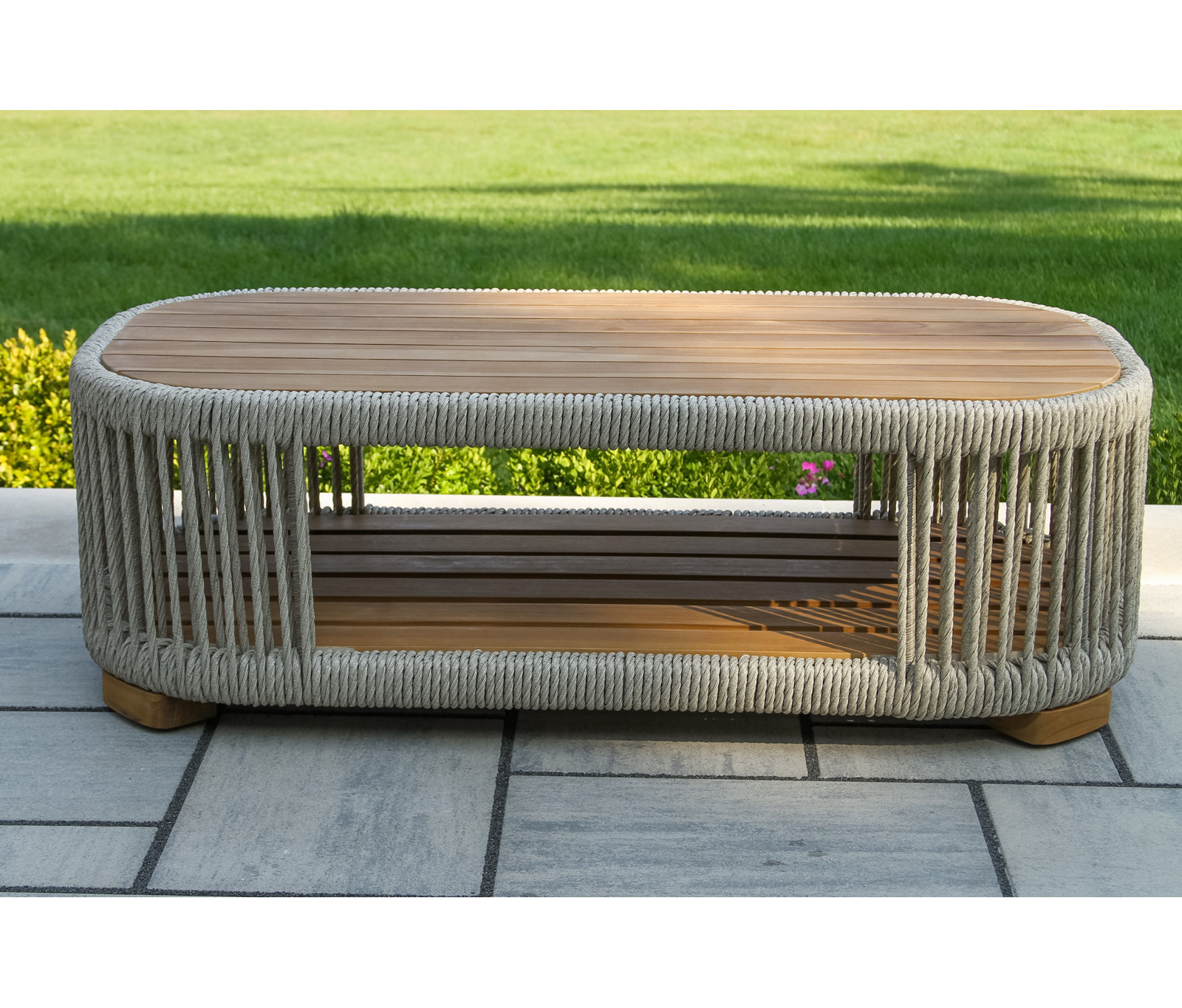 Aniston 47" Teak Patio Table, Ivory