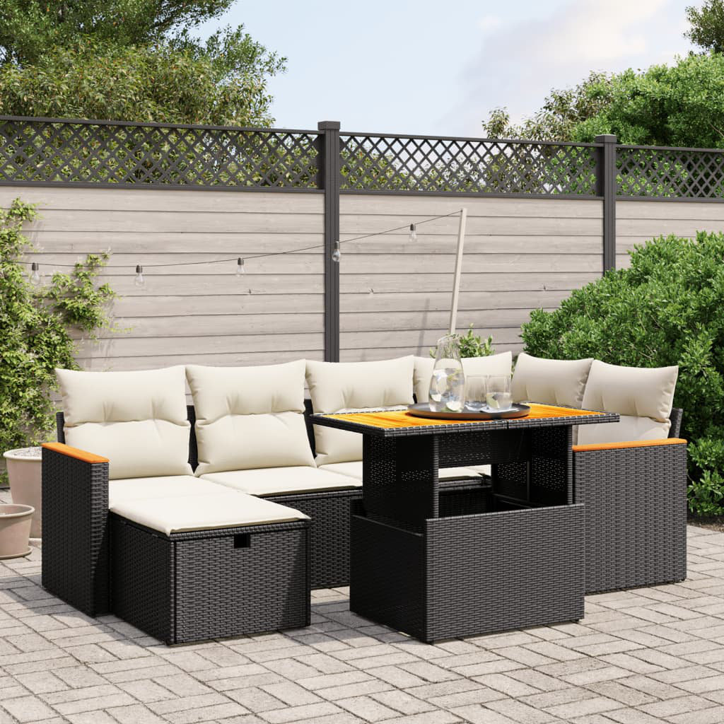 Vidaxl 7-Tlg. Garten-Sofagarnitur aus Polyrattan mit Kissen