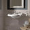 Lavabo de salle de bain Retro 1045 blanc brillant avec trois trous de robinet