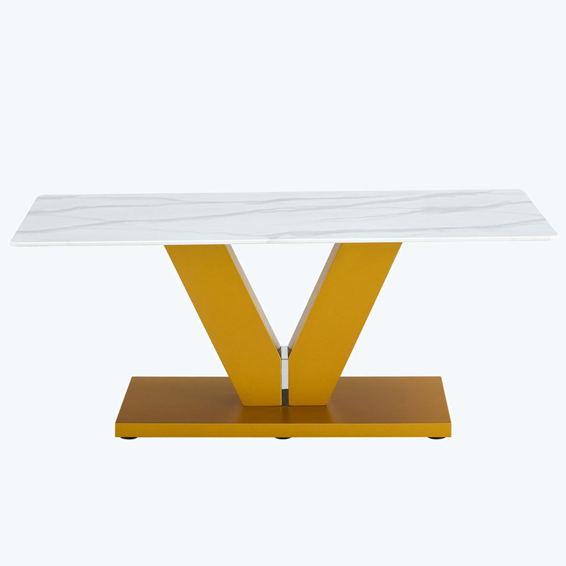 Jarod Glass Top Single Coffee Table, White, Gold