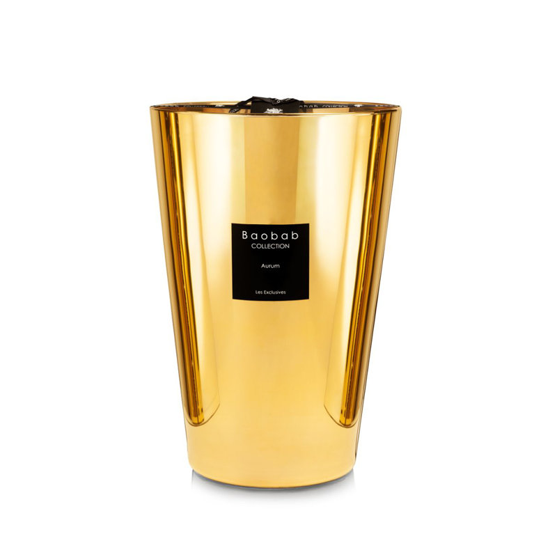 Les Exclusives Aurum Candle, 13.8" H x 7.41" W x 7.41" D