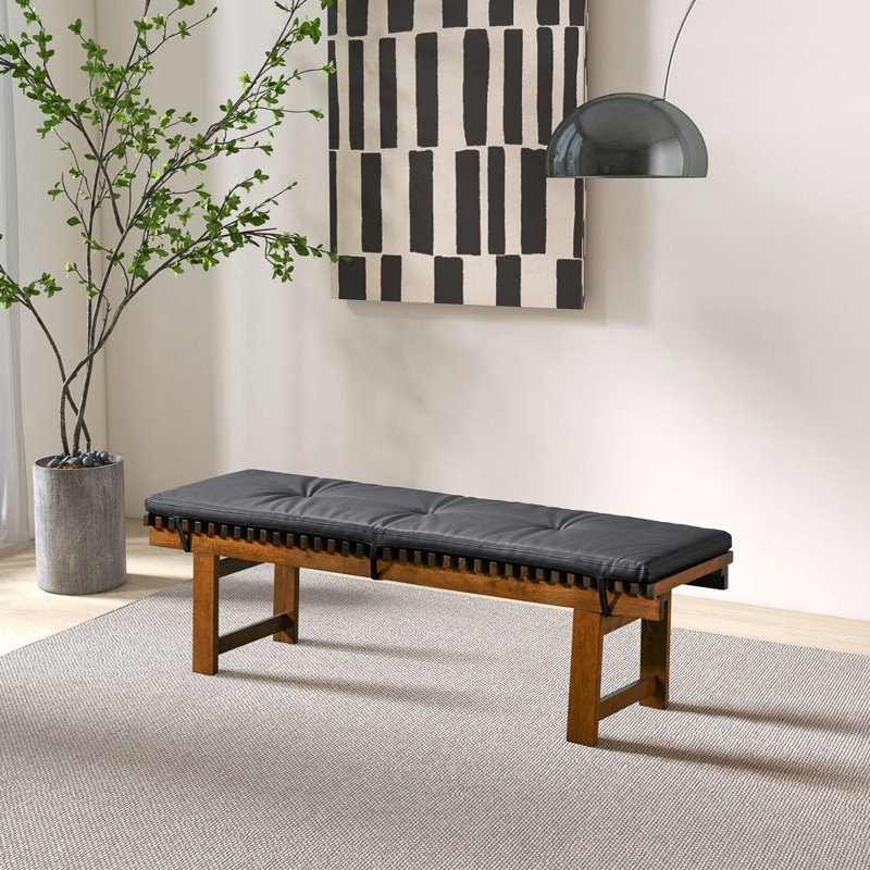 Banc Lucia en cuir synthétique noir