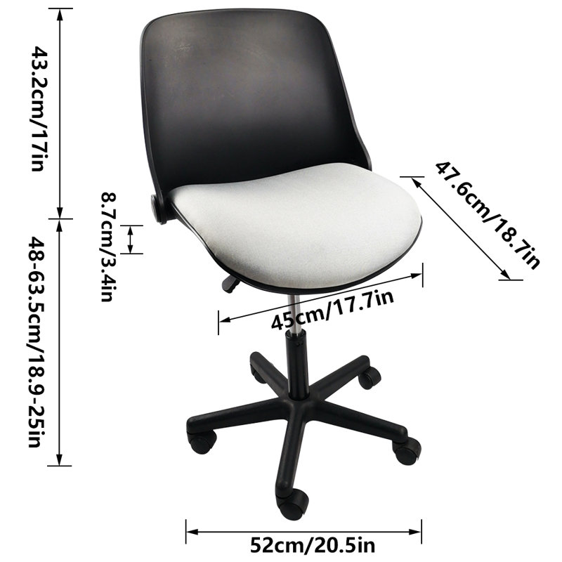 Chaise de travail à roulement arrière mid