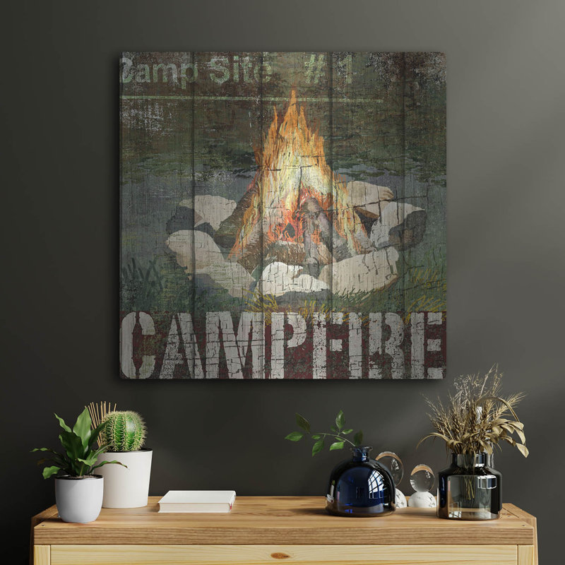 Art mural en métal luxueux «Open Season Campfire» par Art Licensing Studio, 24 po x 24 po, H 24 po x l 24 po