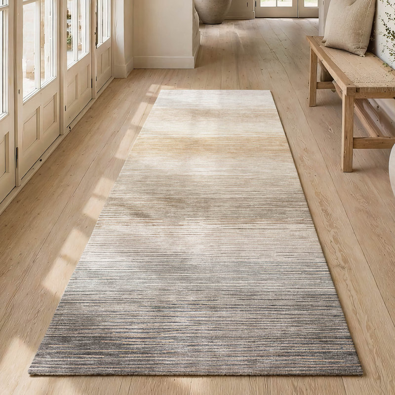Machine Washable Indoor/Outdoor Chantille ACN2891 Striped Rug, 2'3" x 7'6" Runner, Putty