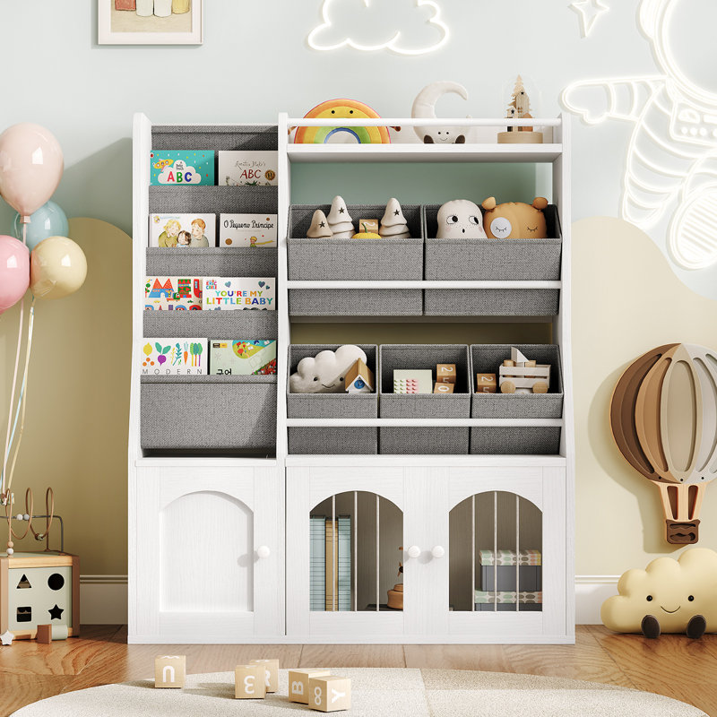38.2'' H X 31.5'' W Toy Box and Organizer,Toy Storage Organizer,Baby-Proof Bookshelf for Nursery & Playroom