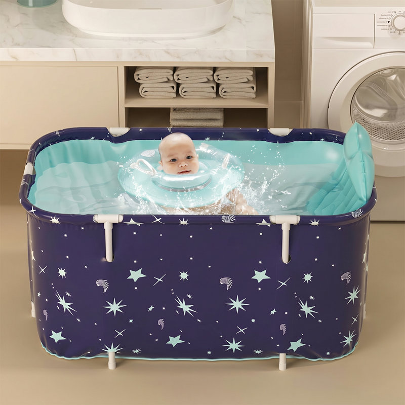 Foldable PVC Bathtub with Backrest Cushion