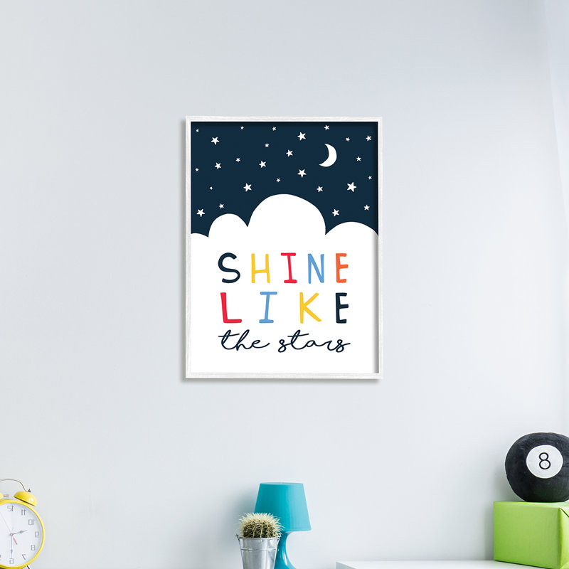 Shine Like The Stars - Art textuel, Giclée encadrée blanc bord de mer, H 30 po x l 24 po