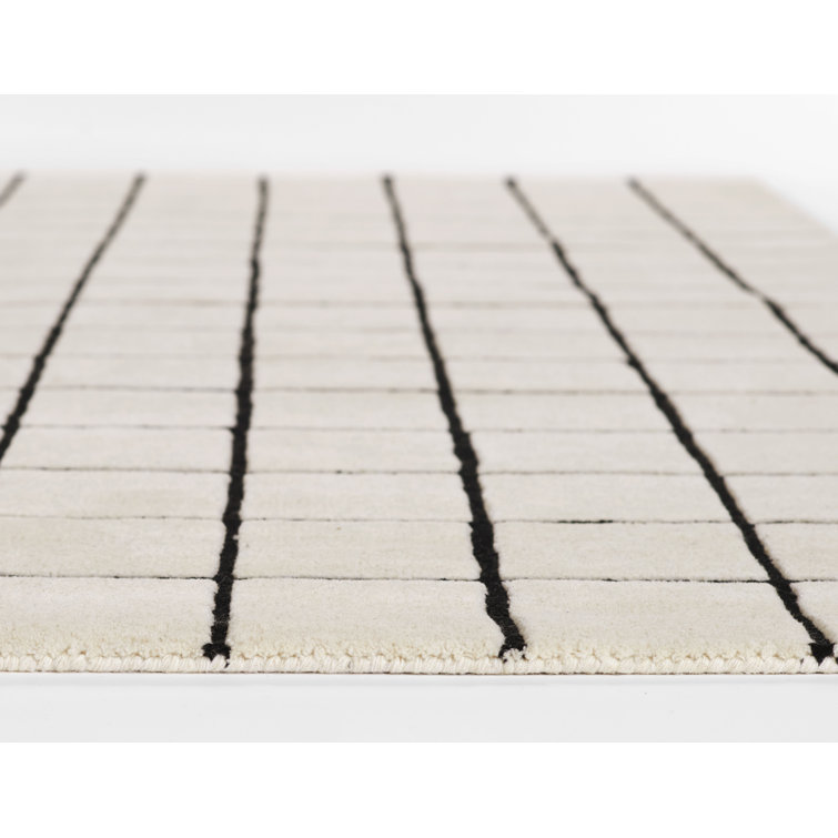 AllModern Form Hand Tufted Wool Geometric Ivory Area Rug 5' X 8'