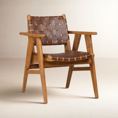 Sutri Solid Wood Low Back Armchair in Brown