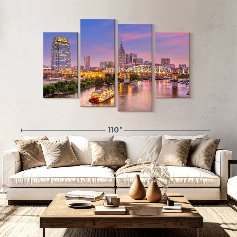 Sirci, Nashville, coucher de soleil mauve, ciel, H 54 po x l 84 po