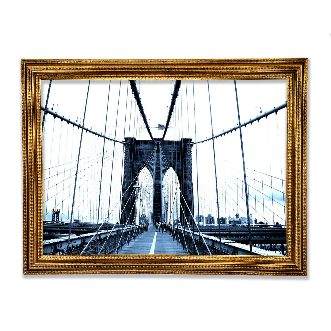 Brooklyn Bridge Blau Gerahmter Druck