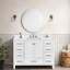 Meuble-lavabo de salle de bain de 122 cm avec lavabo, en bois massif, à fermeture amortie, léger et blanc. Armoire de rangement autoportante de 122 cm avec plateau coulissant.