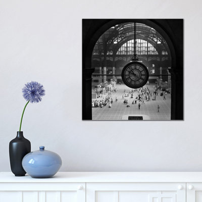 1950s Pennsylvania Station Clock New York City Building Demolished by Vintage Images - Wrapped Canvas Print