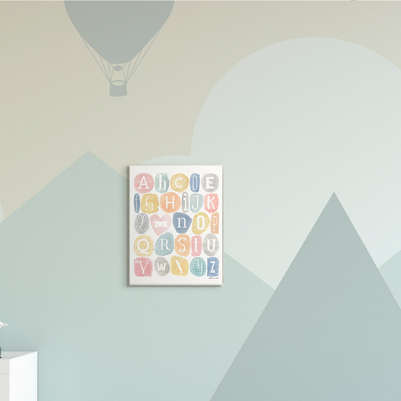 Gracemont, motif doux, aquarelle, lettres, art graphique, Bois naturel, H 15 po x l 10 po x P 0,5 po