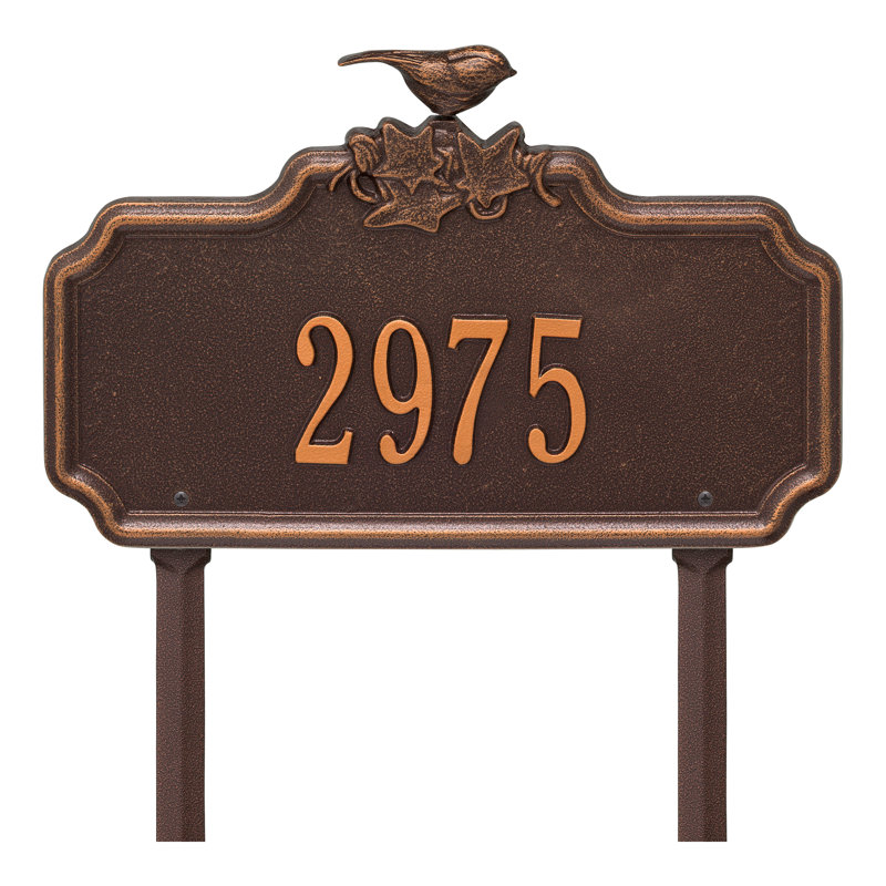 Chickadee Ivy 1-Line Personalized Garden Sign, Antique Copper, Yes
