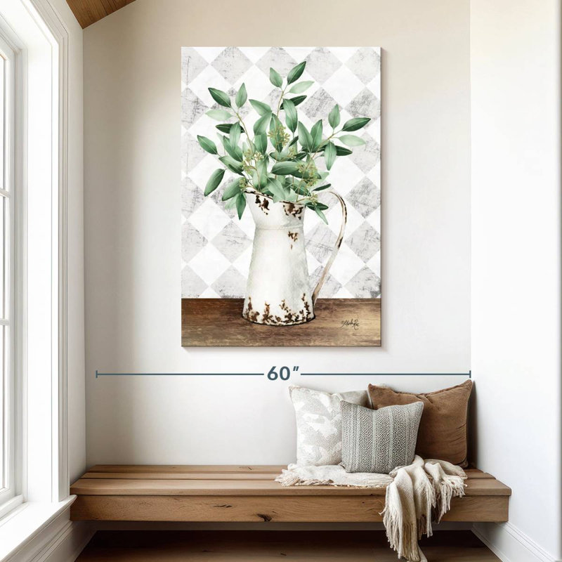 Harnek Eucalyptus White Tin Pitcher, 48" H x 32" W