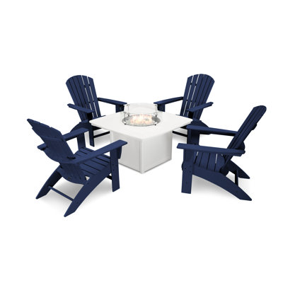 Ensemble de conversation 5 pièces POLYWOOD Nautical Curveback Adirondack avec foyer