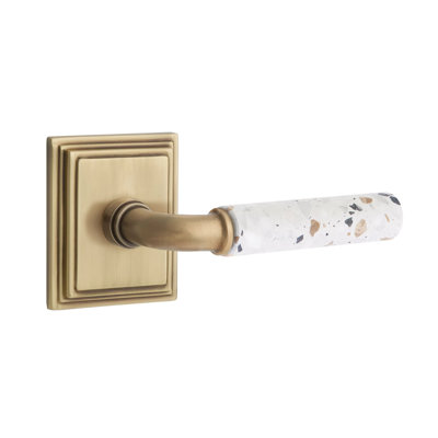Emtek Select Privacy Interior Mortise w/ Wilshire Rosette & R-Bar Stem, Light Terrazzo Lever