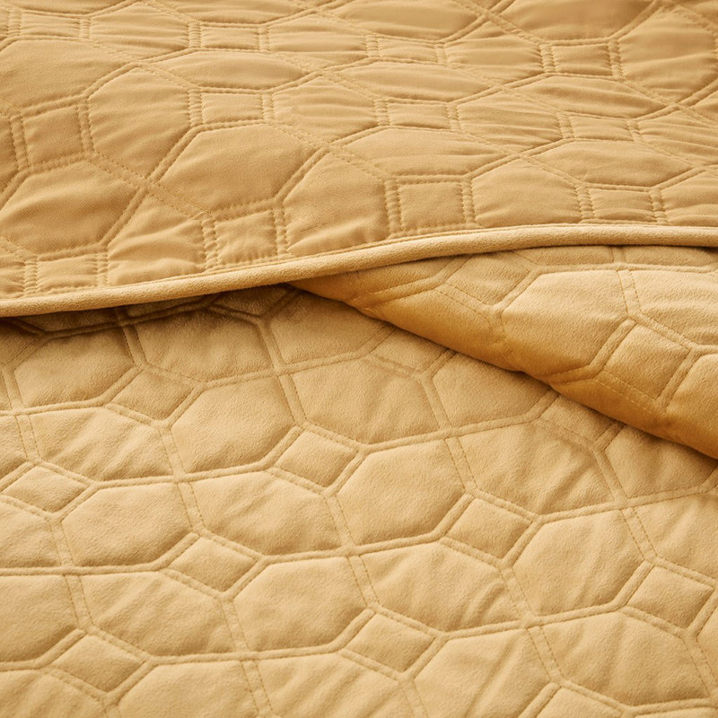 Mustard Velvet King Reversible Quilt Set