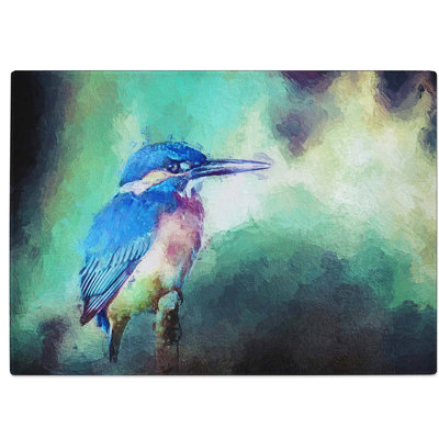 Tempered Glass the Kingfisher Bird Looking West in Abstract Chopping Board