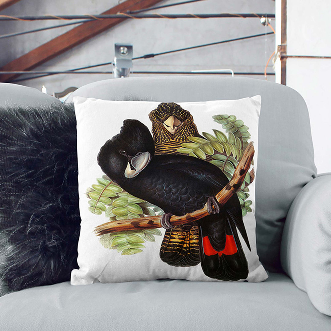 Great-Billed Cockatoos by Elizabeth Gould Cushion with Filling