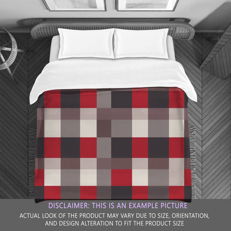Machine Printed Comforter, Queen Comforter, Gray/Red Gingham