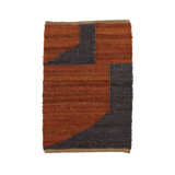 Rectangle Abstract Flatweave Hemp Area Rug in Red/Gray