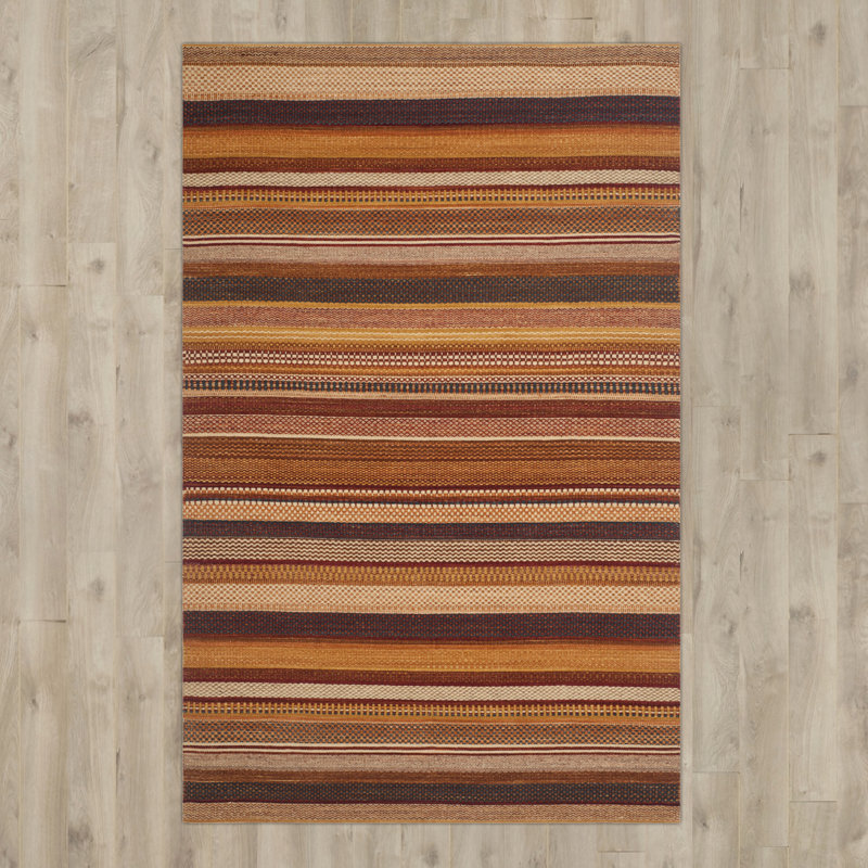 Fay Striped Wool Hand Woven Area Rug, Rectangle 122 x 183 cm