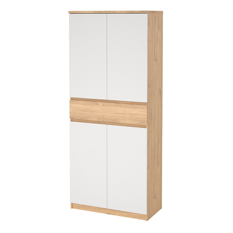 28 Pair Shoe Storage Cabinet, White/Brown