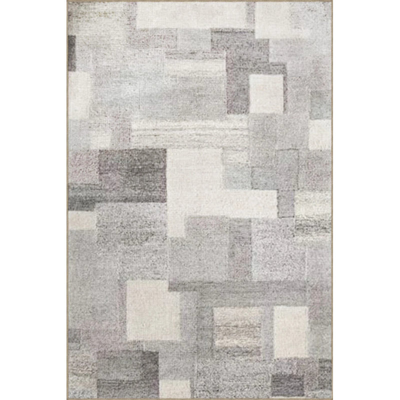 Gray Beige Themed Abstract Patterned Creative Modern Decorative Carpet, Runner 2'6" x 6'7"