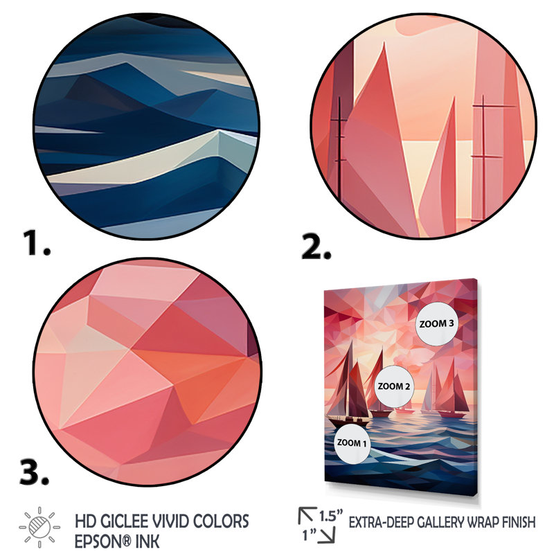 «Nautical Ship Twilight Sails II - Coastal Sunset», art mural, Cadre simple argenté, H 20 po x l 12 po x P 1 po