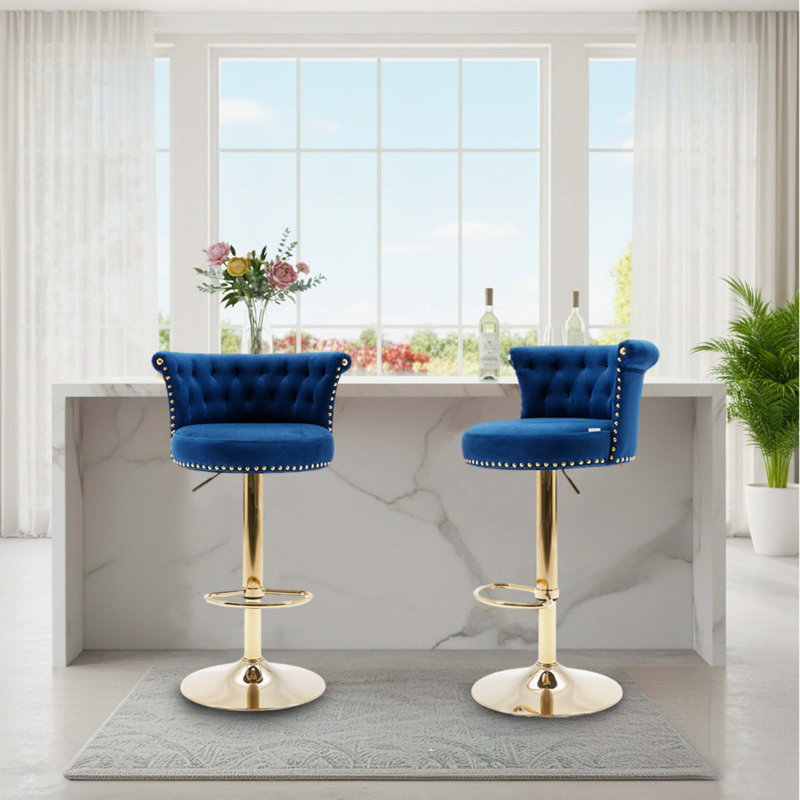 Ensemble de 2 tabourets de bar Modern Glam Modern, Marine