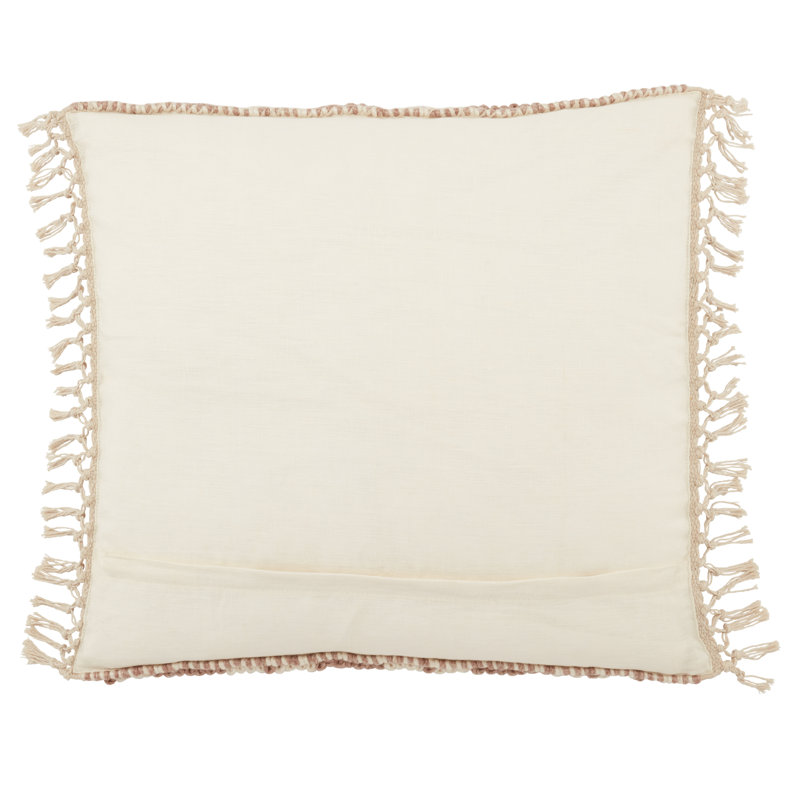 Oakleaf Chevron Polyester,Wool,Cotton Blend Throw Pillow, Pink/Cream, Polyester/Polyfill