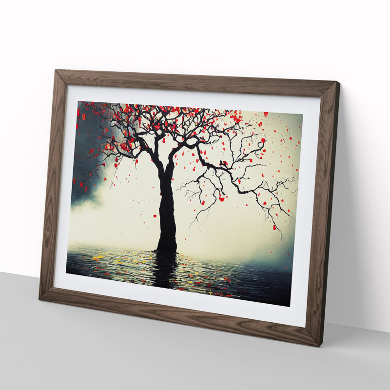 Attractive Tree - Single Picture Frame Print, 25cm H x 34cm W x 2cm D, Walnut