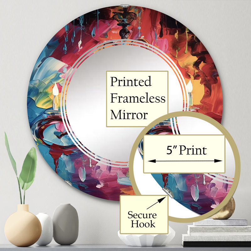 Fiarvayle - Miroir mural rond Glam, 24 po x 24 po