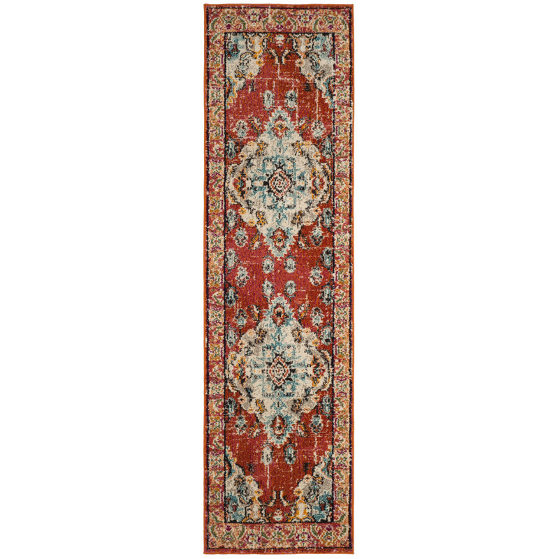 Hertzler Oriental Orange Area Rug, Runner 2'2" x 20'