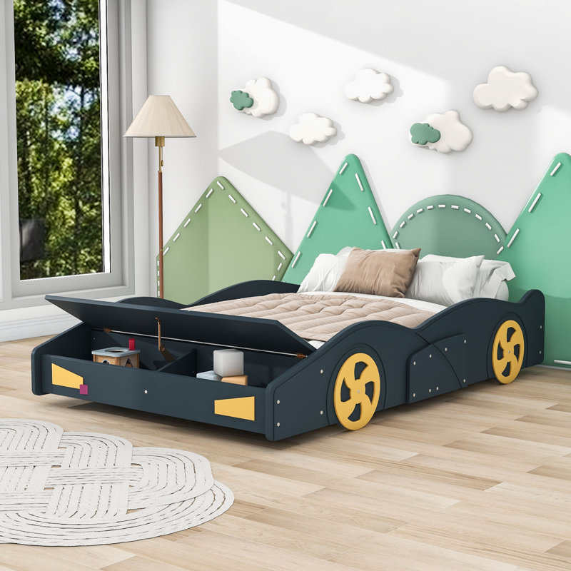 Lit plateforme avec rangement Alara, Black/Yellow, Full