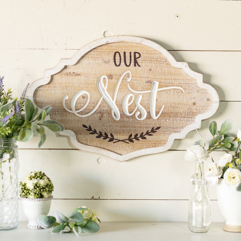 Signe en bois «NEST»