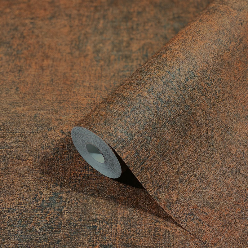 Textures Collection Orange/Black Rustic Texture Matte Finish Wallpaper Roll