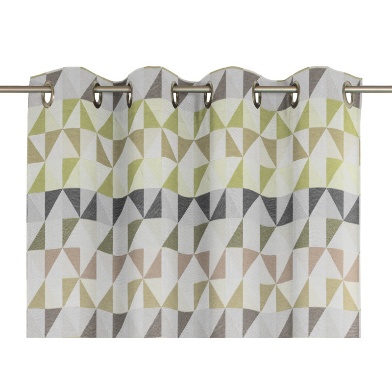 Gareth Room Darkening Curtain Single Panel, 132cm Width x 145cm Drop, Green and grey