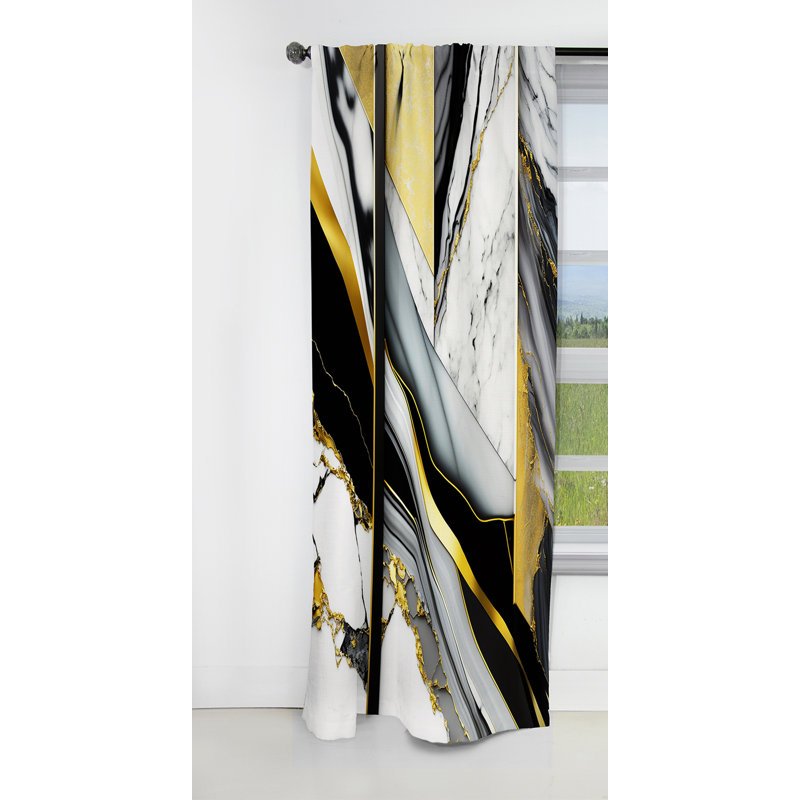 Heatherton - Abstract Marble Marble Velvet Blackout Curtain - 1 Panels, 52" W x 95" L